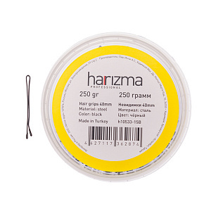 Невидимки для волос Harizma, 40 мм, прямые, черные (h10533-15B)