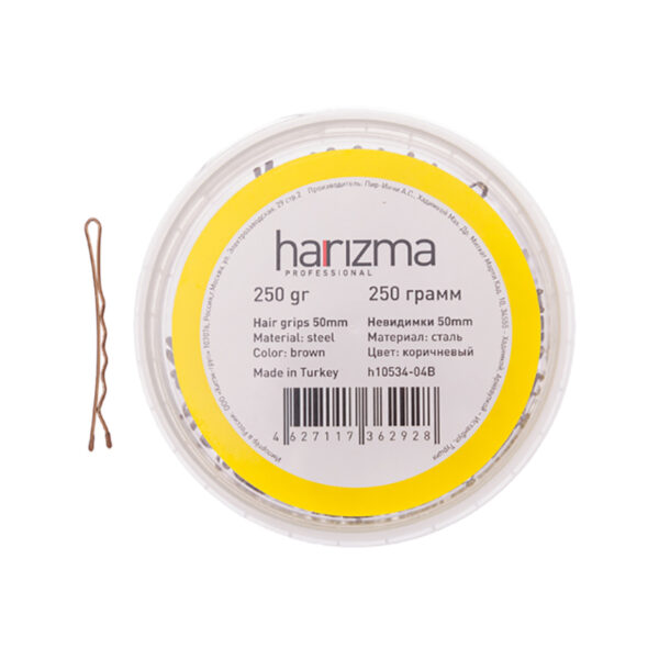 Невидимки для волос Harizma, 50 мм, волна, коричневые (h10534-04B)