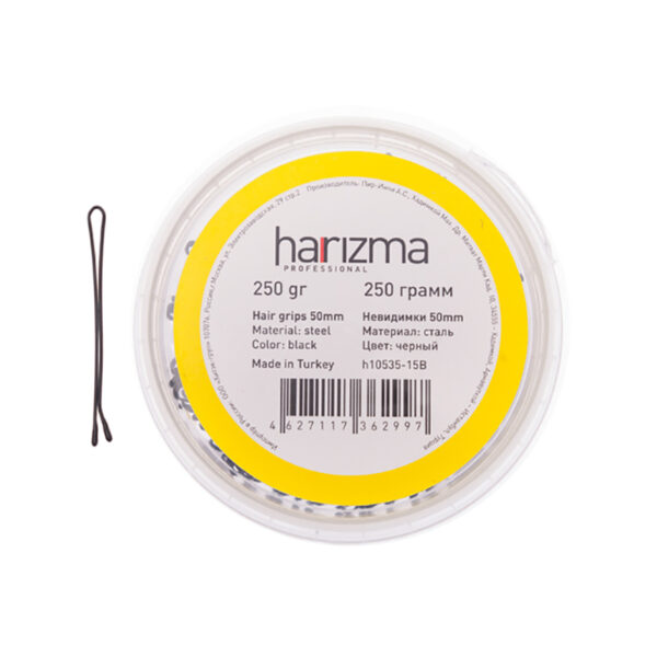 Невидимки для волос Harizma, 50 мм, прямые, черные (h10535-15B)