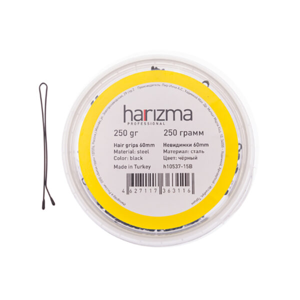 Невидимки для волос Harizma, 60 мм, прямые, черные (h10537-15B)