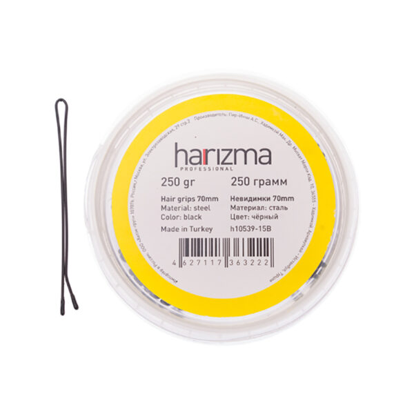 Невидимки для волос Harizma, 70 мм, прямые, черные (h10539-15B)