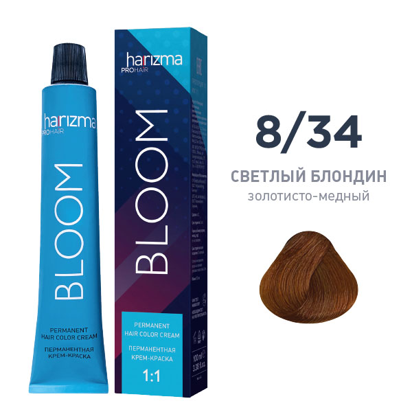 Крем-краска для волос Harizma Bloom 8/34, светлый блондин — золотисто-медный, 100 мл (h30834)