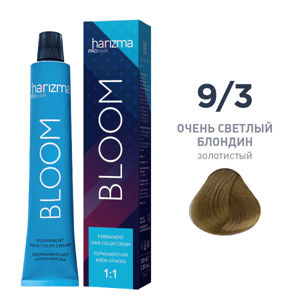 Крем-краска для волос Harizma Bloom 9/3, очень светлый блондин — золотистый, 100 мл (h30930)